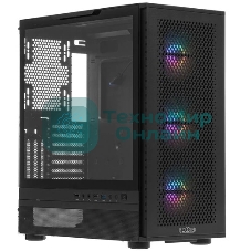 Корпус PCCooler ME200 MESH BK, Midi-Tower, чёрный, 3 x 120 мм