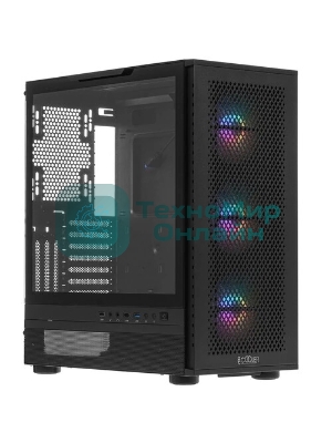 Корпус PCCooler ME200 MESH BK, Midi-Tower, чёрный, 3 x 120 мм