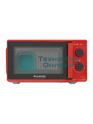 Микроволновая печь Willmark WMO-203GMR красный, 20 л, 700 Вт, переключатели - поворотный механизм