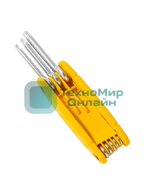 Набор складных шестигранных ключей TORX Deli DL234308 размеры T9,T10,T15,T20,T25,T27,T30,T40, пластиковый держатель