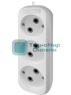 Удлинитель Defender (99276) B230 - 3 роз х 2 м, белый