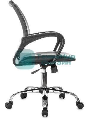 Кресло компьютерное Бюрократ CH-695NSL черный, экокожа, крестов. металл хром