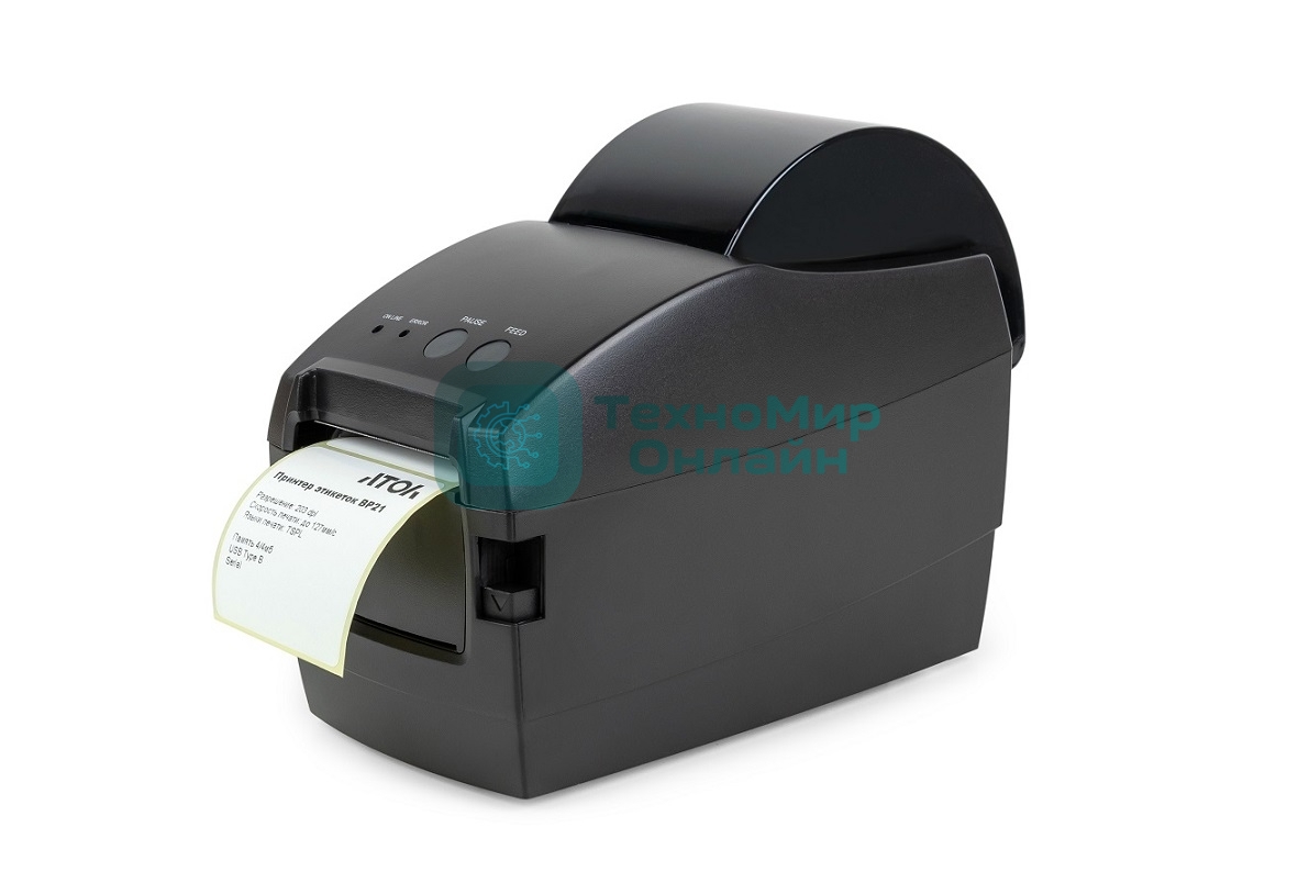Принтер штрихкода АТОЛ BP21 (33924) термопечать, 203 dpi, 127 мм/сек, USB, RS-232, черный