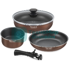 Набор посуды 5 предм. (сковорода24х5 см, сотейник с/кр 26х7,3 см, ковш 16х8 см, съемная ручка)