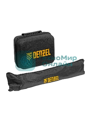 Лазерный уровень мультипризменный Denzel DLV-360-3T, 30 м, зеленый луч, Li-Ion 2,4 Aч, штатив
