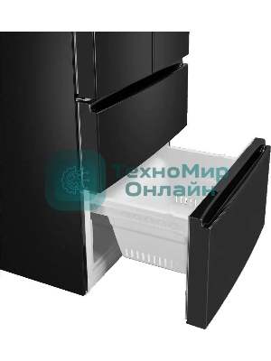 Холодильник Maunfeld MFF180NFBE01 черный трехкамерный 224/113л морозилка снизу, No Frost