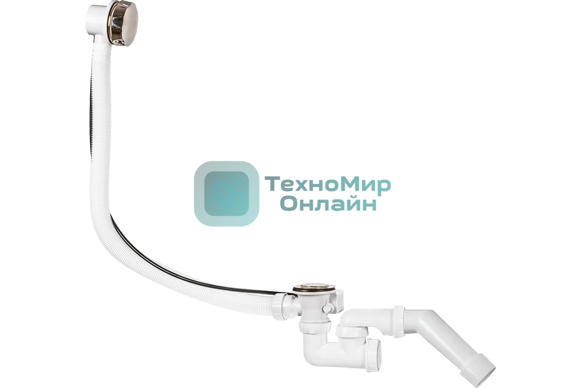 Слив-перелив полуавтомат c регулир. сиф, внеш. кабелвентиль латунь хром, клапан нерж.ст., L700мм и труб