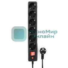 Сетевой фильтр Гарнизон ECL-6-B-1.8, 6 р, 10А, 1.8 м, ур.защиты 4, черный, пакет