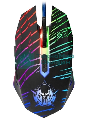 Мышь проводная Defender Dark Agent GM-590L черный, 12800 dpi, USB, кнопки - 6