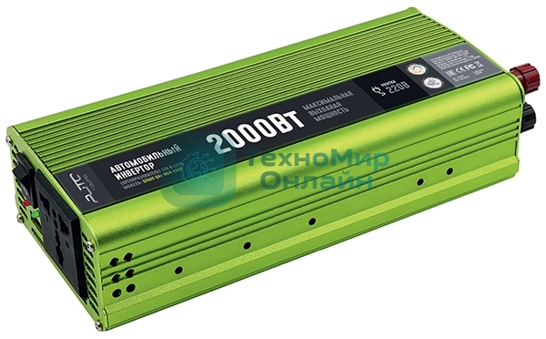 Автомобильный инвертор (преобразователь) постоянного тока 12В в переменный ток 220В, модель QUMO QAI-904-2000 (Inv 004), максимальная выходная мощность 2000Вт