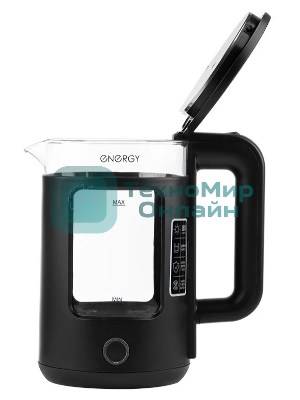 Чайник электрический Energy E-256, 1500 Вт, 1,5л, стекло, черный