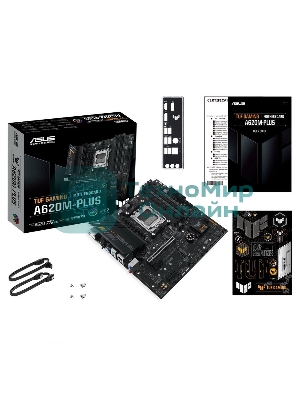 Материнская плата ASUS TUF GAMING A620M-PLUS, AM5, AMD A620, 4xDDR5, 4xSATA, 2xM.2, 1xPCI-E 4.0 x16, 2xPCI-E x1, 2xDP, 1xHDMI, 1x 2.5Gb LAN, 2xUSB-A 3.2 Gen 1, 4xUSB-A 2.0, 3x3.5 мм, 7.1, Micro-ATX