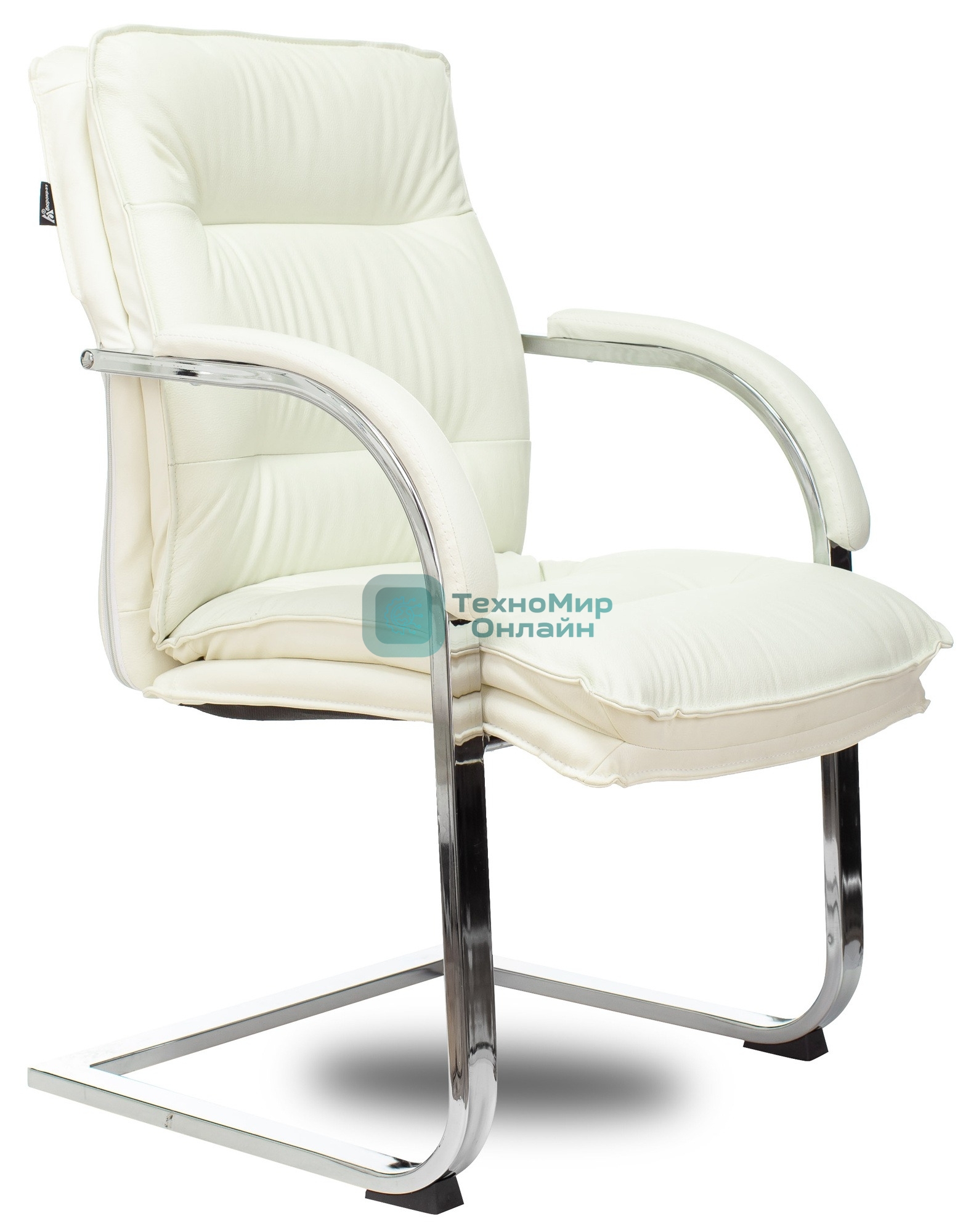 Кресло офисное Бюрократ T-9927SL-LOW-V слоновая кость, кожа, низк.спин. полозья, металл хром