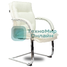 Кресло офисное Бюрократ T-9927SL-LOW-V слоновая кость, кожа, низк.спин. полозья, металл хром