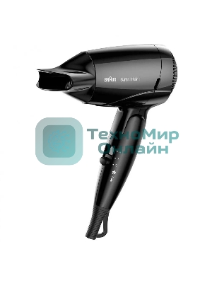 Фен Braun Satin Hair 1 Style&Go HD130 черный, 1200 Вт, компактный