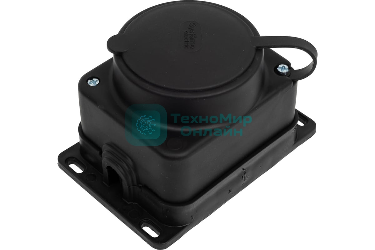 Колодка MultiSet 1х розетка 2К+З 16А/250В IP44 каучуковая черн. SE MST4003BK