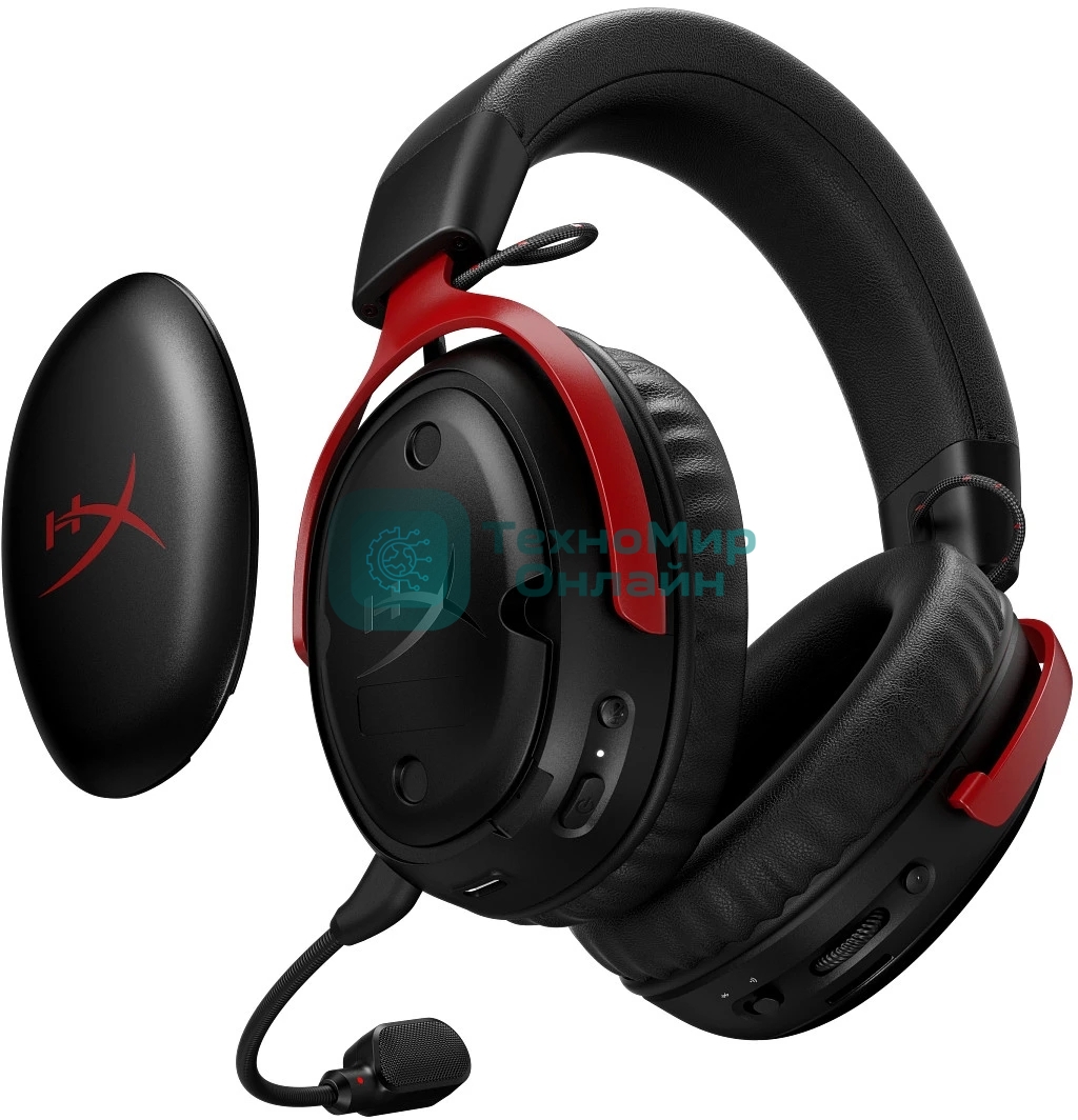 Гарнитура HyperX Cloud III S Wireless чёрный/красный, беспроводная, радиоканал, до 120 ч, съёмный микрофон, совместимость с PS5