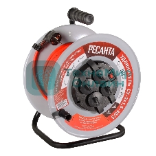 Удлинитель силовой Ресанта СУ-3х1,5-30/3 (61/118/7) 2x1.0 кв.мм 4 розет. 40 м ПВС катушка серый