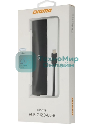 USB-концентратор Digma HUB-7U2.0-UC-B, USB-C, USB 2.0 7 портов, USB