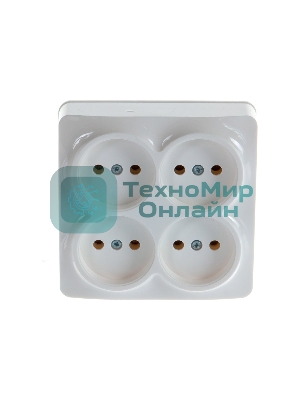 Розетка 4-м ОП 10А IP20 квадрат. без заземл. белый IONICH 1448