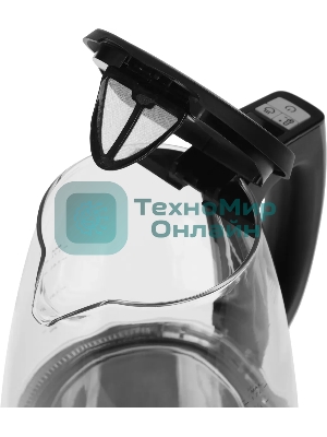 Чайник электрический Midea MK-8019, мощность 2200 Вт, объем 1.7 л, цифровой дисплей, регулировка температуры нагрева, 6 режимов нагрева, поддержание температуры, подсветка