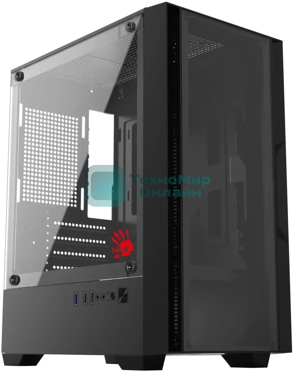 Компьютерный корпус Bloody CC-123 черный без БП mATX 8x120мм 2xUSB2.0 1xUSB3.0 audio bott PSU