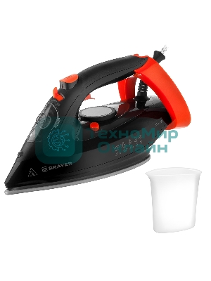 Утюг BRAYER BR4007 черный/оранжевый, 3100 Вт, 35 г/мин, 160 г/мин, 265 мл