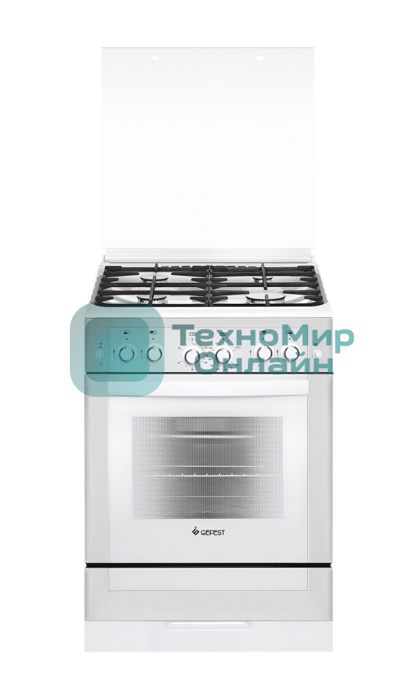 Плита газовая Gefest ПГ 6300-02 0340 белый, конфорок 4 шт, духовка 52 л, 60 см x 85 см x 60 см