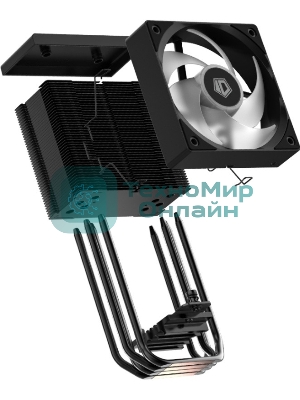 Кулер Cooler ID-Cooling SE-904-XT ARGb BLACK LGA1851/1700/1200/115X/AM5/AM4 (TDP 180W, PWM, 4 тепл.трубки прямого контакта, FAN 100мм, Addressable RGb LED) RET