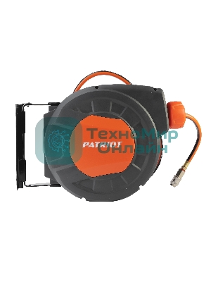 Шланг Patriot 520002435 пневматический армированный на автоматической катушке PHC 15/16 (прямой, ПВС армированный, длина 15 м, диаметр 10х16, раб/макс давление 10/20 бар, мин/макс температура -5/45С, быстросъем рапид, резьба 1/4)