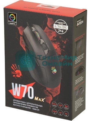 Мышь проводная A4Tech Bloody W70 Max черный, 10000 dpi, USB, кнопки - 9
