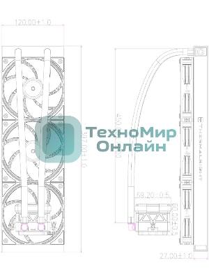 Система жидкостного охлаждения Thermalright Frozen Warframe 360 ARGB Soc-AM5/AM4/1200/1700/1851 черный 4-pin 29.8dB Al LCD Ret (F-WFRAME-360-BL-ARGB)