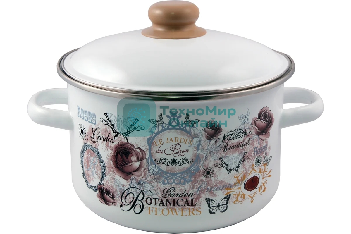 Кастрюля Appetite 1RD161М Roses эмалированная сталь 2 л 60070377