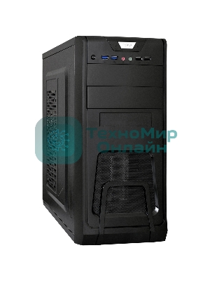 Компьютерный корпус Miditower ExeGate CP-603-UNS350 (ATX, БП UNS350 с вент. 12см, 2хUSB, аудио, черный)