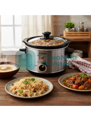 Медленноварка Kitfort КТ-205 1.5л 120Вт серебристый/черный