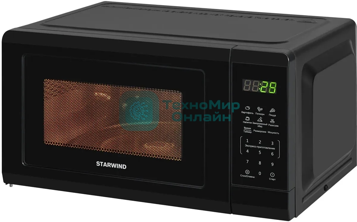 Микроволновая печь Starwind SMW4320 черный, 20 л, 700 Вт, переключатели - сенсор