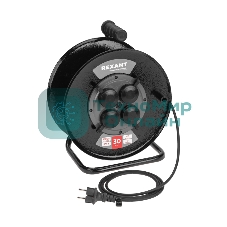 Удлинитель силовой Rexant КГ на катушке 4 гнезда, с/з, 30 м, 3х1,5 мм², IP44 c защитными крышками, металлическая катушка