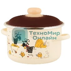 Кастрюля Appetite 6RD181M Подворье с крышкой, цилиндрическая, эмалированная сталь 3 л