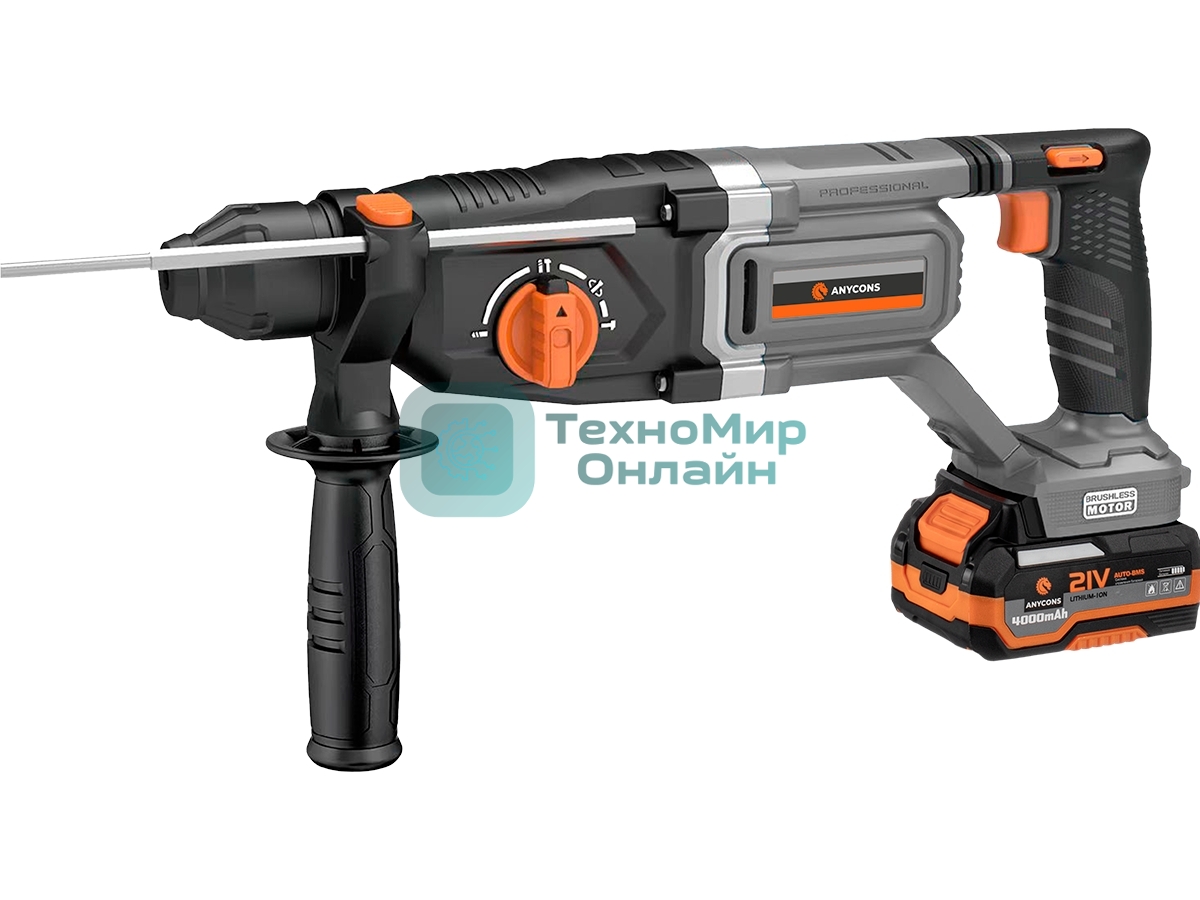 Бесщеточный перфоратор Anycons AC-H509 SDS+, 2,8 Дж, 21В, 2 акб, AC-H5092