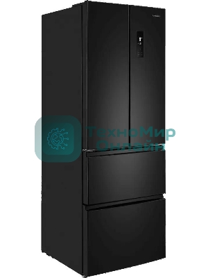 Холодильник Maunfeld MFF180NFBE01 черный трехкамерный 224/113л морозилка снизу, No Frost