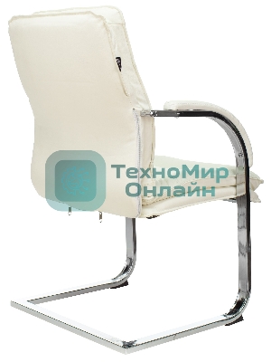 Кресло офисное Бюрократ T-9927SL-LOW-V слоновая кость, кожа, низк.спин. полозья, металл хром