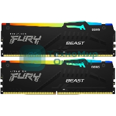 Оперативная память Kingston Fury Beast, DDR5, 64Gb (2x32Gb), 6000MHz, CL30, DIMM, с радиатором, RGb, черный