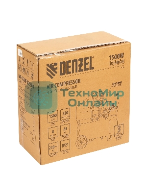 Компрессор воздушный Denzel DC1500/24 прям. привод, 1,5 кВт, 24 литра, 220 л/мин