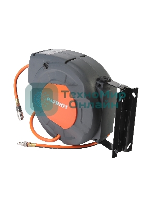 Шланг Patriot 520002435 пневматический армированный на автоматической катушке PHC 15/16 (прямой, ПВС армированный, длина 15 м, диаметр 10х16, раб/макс давление 10/20 бар, мин/макс температура -5/45С, быстросъем рапид, резьба 1/4)