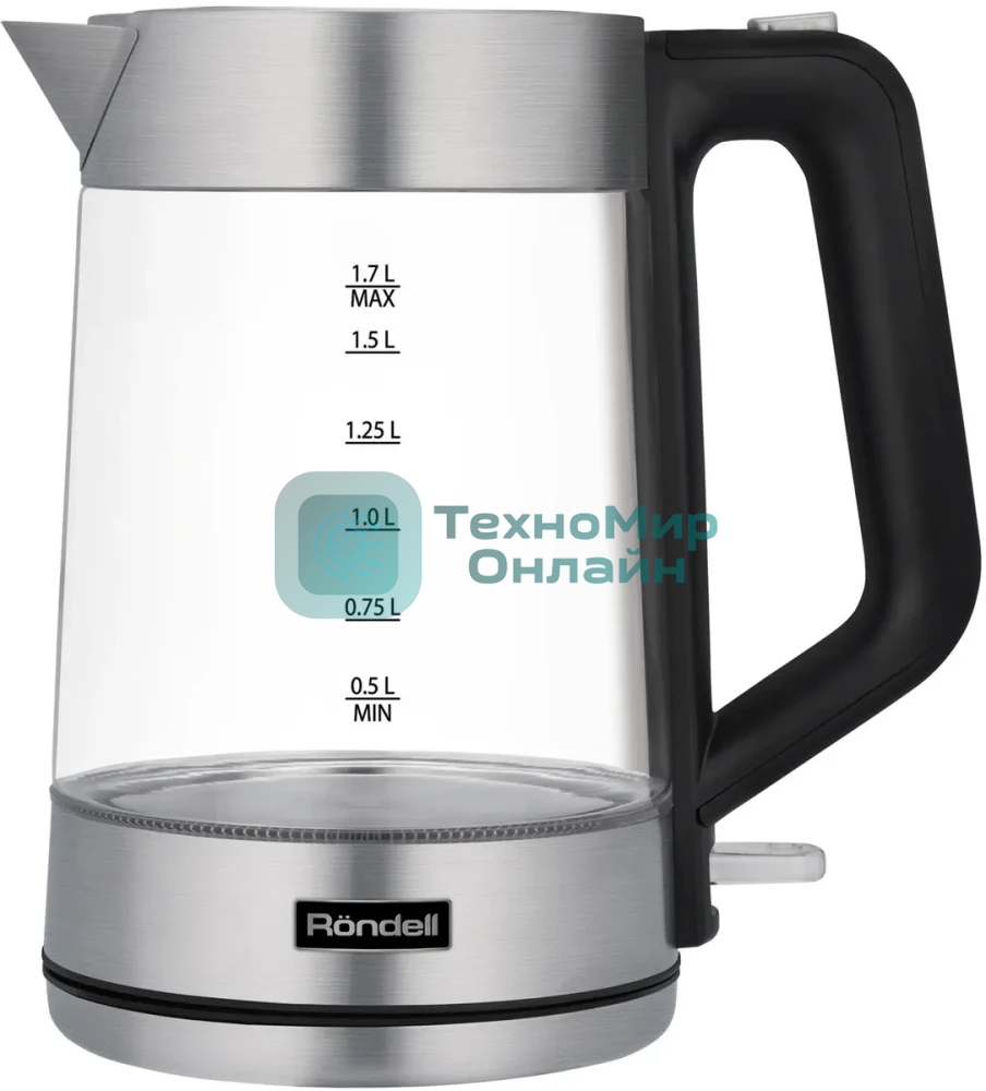 Чайник электрический Rondell RDE-1008 1.7 л, 2200 Вт, прозрачный корпус: стекло