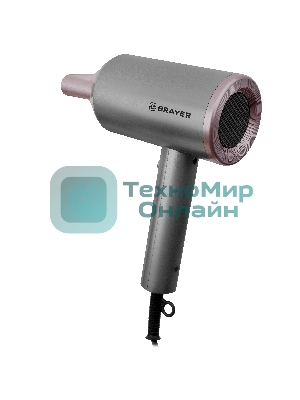 Фен BRAYER BR3022 серый/розовый, 1800 Вт