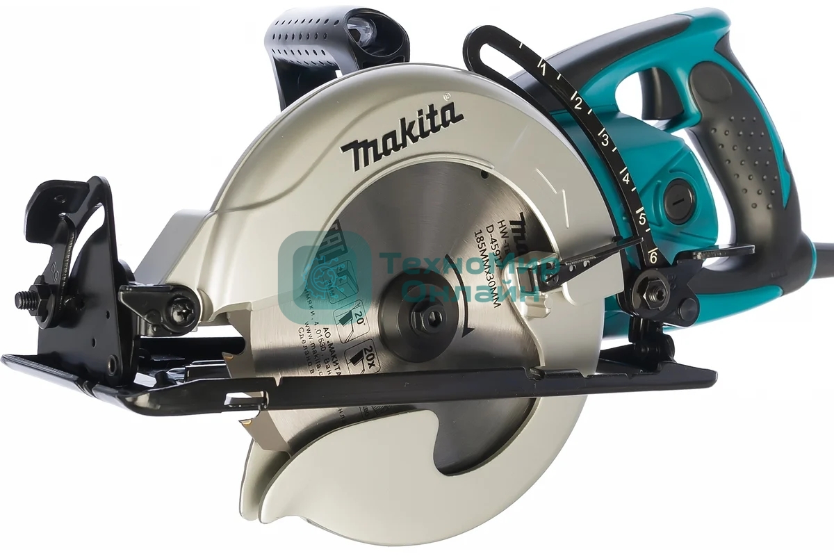 Пилы электрические дисковые, торцовочные Makita 5477NB Пила диск гипоидная , 1800Вт,4500об\м,диск-ф185х15.8мм,рез-60мм,6.5кг,кор,наклон-45гр