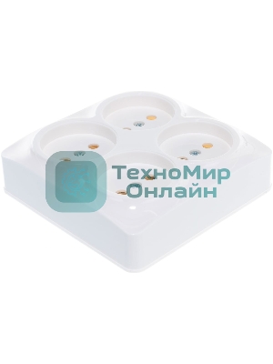 Розетка 4-м ОП 10А IP20 квадрат. без заземл. белый IONICH 1448