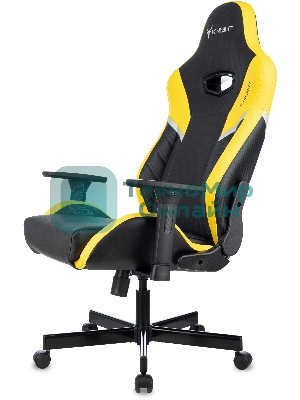 Кресло игровое Knight Thunder 5X черный/желтый эко.кожа крестов. металл