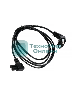 Кабель питания Cablexpert PC-184A-VDE-1.8M CEE 7/16-C7, 2x0.75мм2, 2.5А, VDE, угл.разъемы, 1.8м, черный, пакет